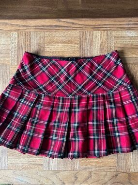 Royal Bones Red Plaid Y2K Punk Mini Skirt